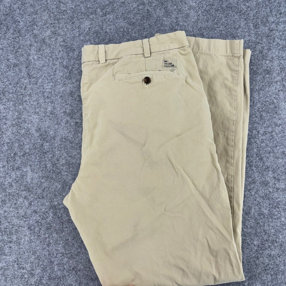 Brooks Brothers Milano Fit Chinos Mens 40x34 Khaki Tan 100% Cotton Flat Front